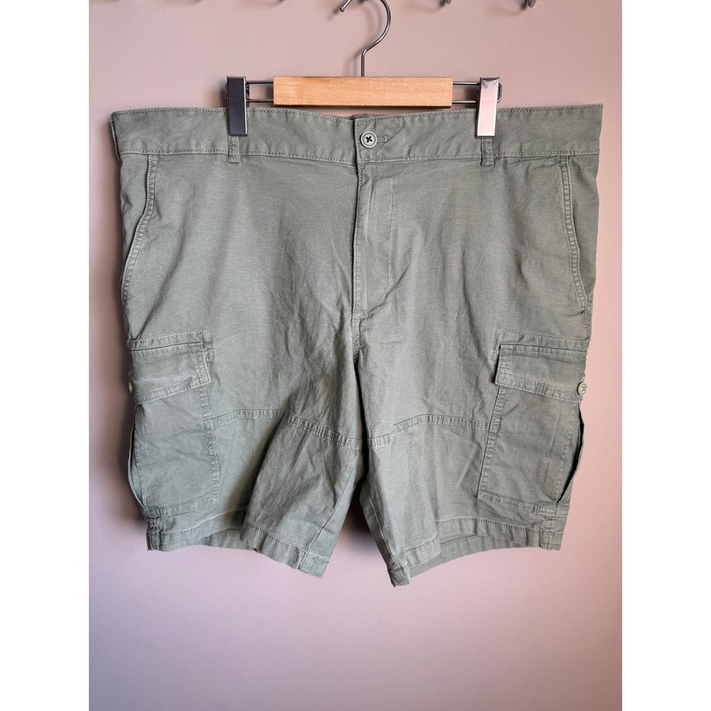 IZOD Saltwater Stretch‎ Cargo Shorts Mens 40 Green Flat Front Casual Dad Hiking